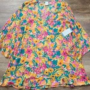 Anne Cole Floral Beach Cover-up New With Tags Size XL/XXL